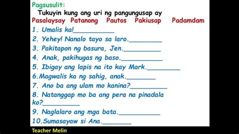 5 halimbawa ng patanong na pangungusap|FILIPINO02L29: Pangungusap na Patanong .